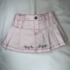 Vintage Levi's‎ Denim Skort 18 Month Pink Floral Embroidered